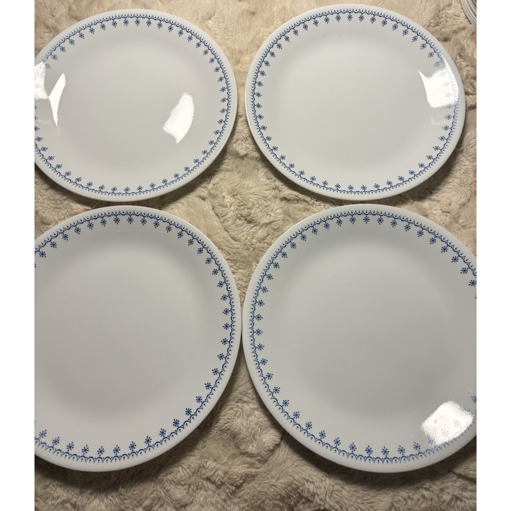 Corelle‎ BLUE SNOWFLAKE GARLAND 10 1/4" Dinner Plates Set Of 4